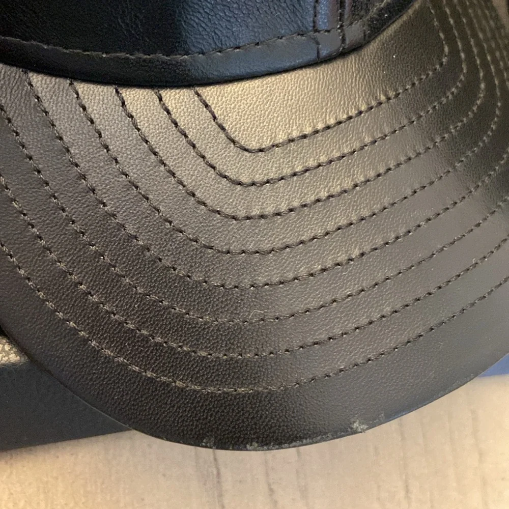 MELIN The Voyage Black Nappa Leather 6 Panel Cap.